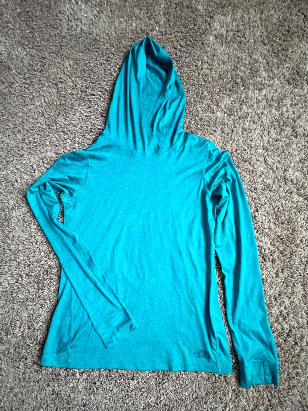 The North Face Women's Hooded Long-Sleeve Top in Teal Blue